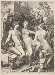 Venere su un divano tra Bacco e Cerere