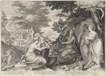 Cinque vergini sagge in un paesaggio con la predicazione di Giovanni Battista (serie Parabola delle vergini sagge e stolte)
