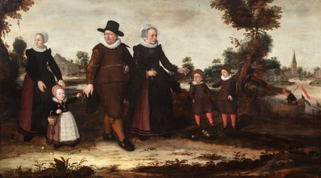 Ritratto di gruppo del pittore Jan Siewertz Kolm, di sua moglie Fijtge Lindemans, dei loro figli Anna Jansdr., Siewert Jansz. e Hans Jansz. con una serva