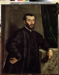 Ritratto di Andrea Vesalio (Andreas Vesalius) (1514-1564), anatomista e medico di Carlo V, dipinto (dopo Tiziano Vecellio detto Il Tiziano) di Jan Stephen van Calcar