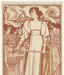 Lavoro per le donne. Biglietti della Mostra nazionale del lavoro femminile a 50 centesimi, disponibili sul luogo e nei punti vendita. Primo premio un ornamento ingioiellato del valore di f.1000,- (titolo sull