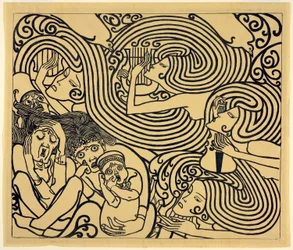 Progetto di immagine per un poster, la cantata di Wagenaar "Il naufragio".