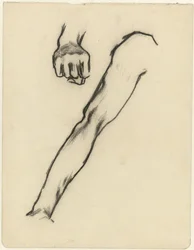 Foglio di studio con braccio e mano