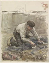 Contadino in ginocchio