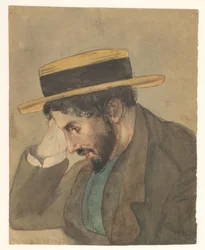 Ritratto di un giovane con cappello di paglia