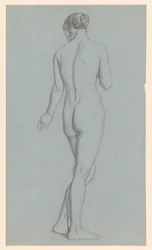 Nudo femminile in piedi, visto di schiena