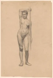 Nudo femminile in piedi, visto di fronte