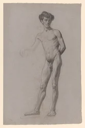 Giovane nudo in piedi