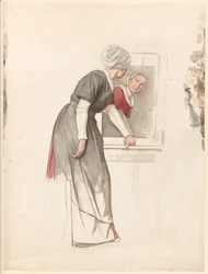Donna in piedi davanti a uno specchio