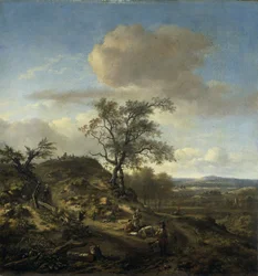 Paesaggio con cacciatore e altre figure