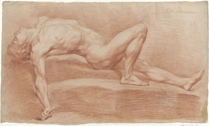 Nudo maschile sdraiato sulla schiena