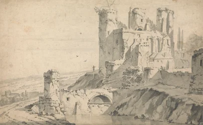 Castello in rovina su un fiume
