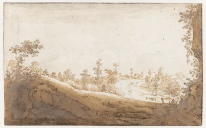 Paesaggio collinare con carri fuori Bruxelles