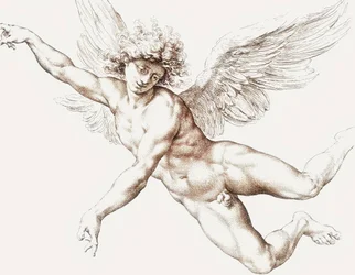 Angelo maschio nudo volante