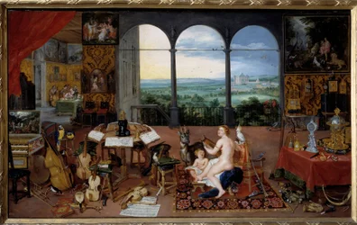Udito. Allegoria dei cinque sensi, dipinto di Jan I Brueghel detto De Velours (1568-1625)