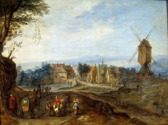 Paesaggio con mulino a vento