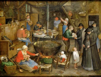 Nobili visitatori nel salotto del contadino (olio su rame)