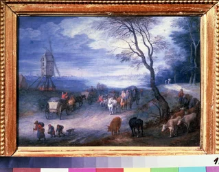 Paesaggio con mulino a vento