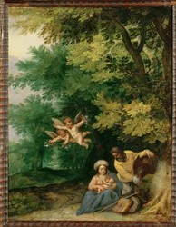 Riposo durante la fuga in Egitto (dipinto su rame)