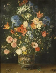 Natura morta con fiori in un vaso scolpito, c.1620-24