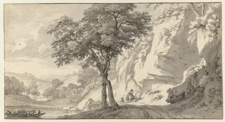 Paesaggio montano con traghetto