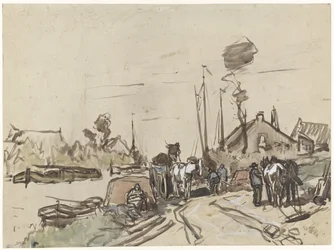 Scarico di carri presso un canale