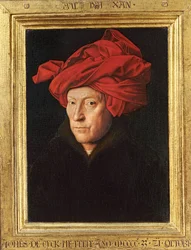 Un uomo con un turbante rosso ... (dipinto su legno)