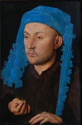 Ritratto di un uomo con un cappuccio blu Uomo con anello