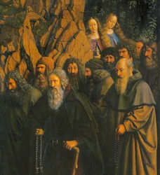 Gli eremiti guidati da San Cristoforo dal lato destro del Polittico di Gand