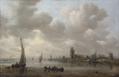 Una veduta della Maas con Dordrecht al di là