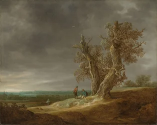 Paesaggio con due querce