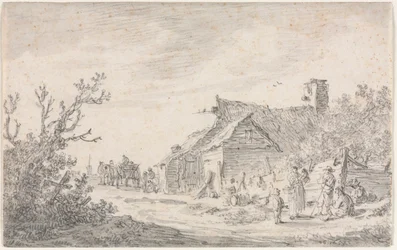 Paesaggio con cottage e figure