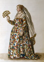 Una gentildonna in abito da sera, moglie di un dignitario