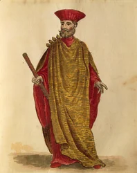 Capitano Generale Da Mar della Serenissima Repubblica di Venezia, di Jan van Grevenbroeck o Giovanni Grevembroch, Gli Abiti de Veneziani, da libro illustrato di costumi, acquerello