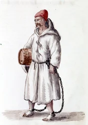 Cavo galera. XVII - XVIII secolo. Disegno ad acquerello e inchiostro dal manoscritto “Costumi dei Veneziani” di Jan van Grevenbroeck (o Giovanni Grevembroch) (1731-1807)