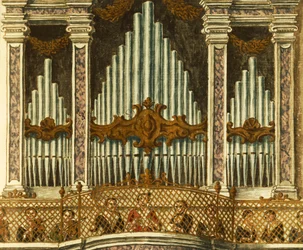 Organo, dettaglio dalla cantata delle putte, di Giovanni Grevembroch