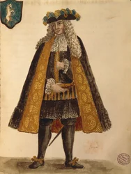 Ambasciatore sardo, di Jan van Grevenbroeck o Giovanni Grevembroch, Gli Abiti de Veneziani, da libro illustrato di costumi
