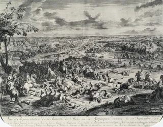 Scene di battaglia da: Dumont et Rousset, Histoire militaire du Prince Eugene (1663-1736), serie di otto incisioni