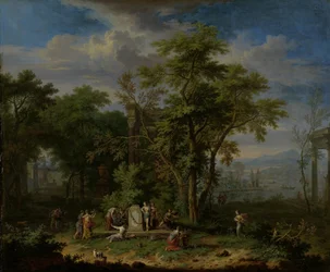 Paesaggio arcadico con sacrificio cerimoniale