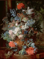 Mazzo di fiori in un paesaggio
