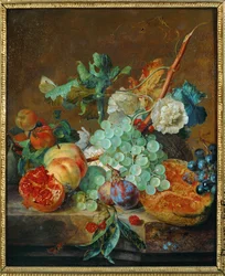 Fiori e frutta (pittura su tela)