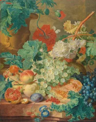 Natura morta con fiori e frutta