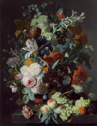 Natura morta con fiori e frutta, circa 1715