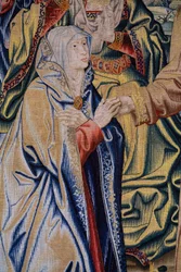 Serie Il cielo di Carlo V. Cristo saluta sua Madre. Cartonista Jan van Coninxloo. Manifattura di Julien Portois, Mechelen (Malines). Ca 1521