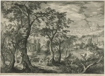 Paesaggio montano con la tentazione di Cristo