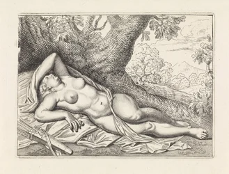 Diana dormiente in un paesaggio
