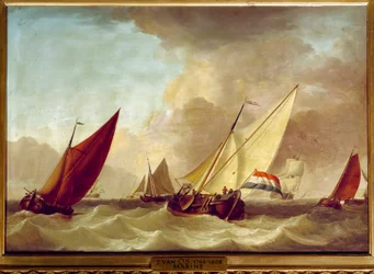 Marina. Dipinto di Jan van Os (1744-1808) XVIII secolo. Dim. 0,52x0,73 m