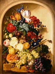 Natura morta: fiori e frutta