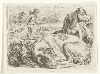 Cacciatore con i suoi cani