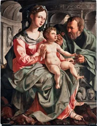 Sacra Famiglia. Dipinto di Jan Van Scorel (1495-1562) 1522. Dim. 130x100 cm. Genova, Musei di Strada Nuova (ex Palazzo Bianco) Italia